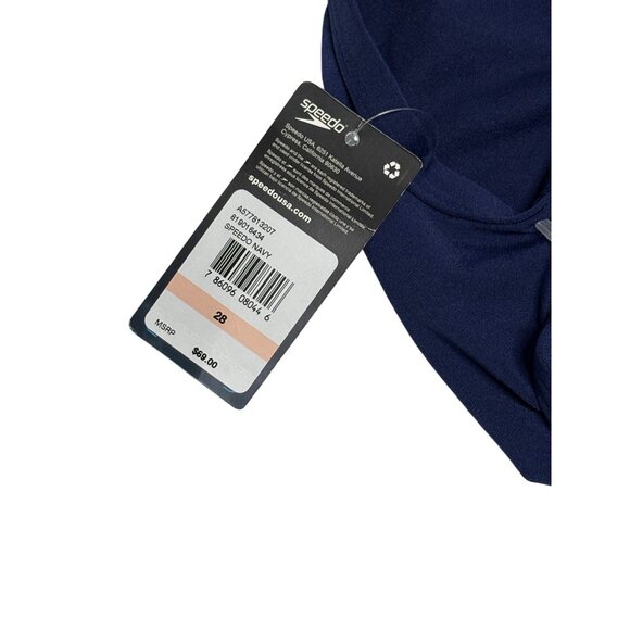 Speedo Endurance Thin Strap Swimsuit One Piece Racing Cut Flyback Blue Size 28 - Picture 7 of 8